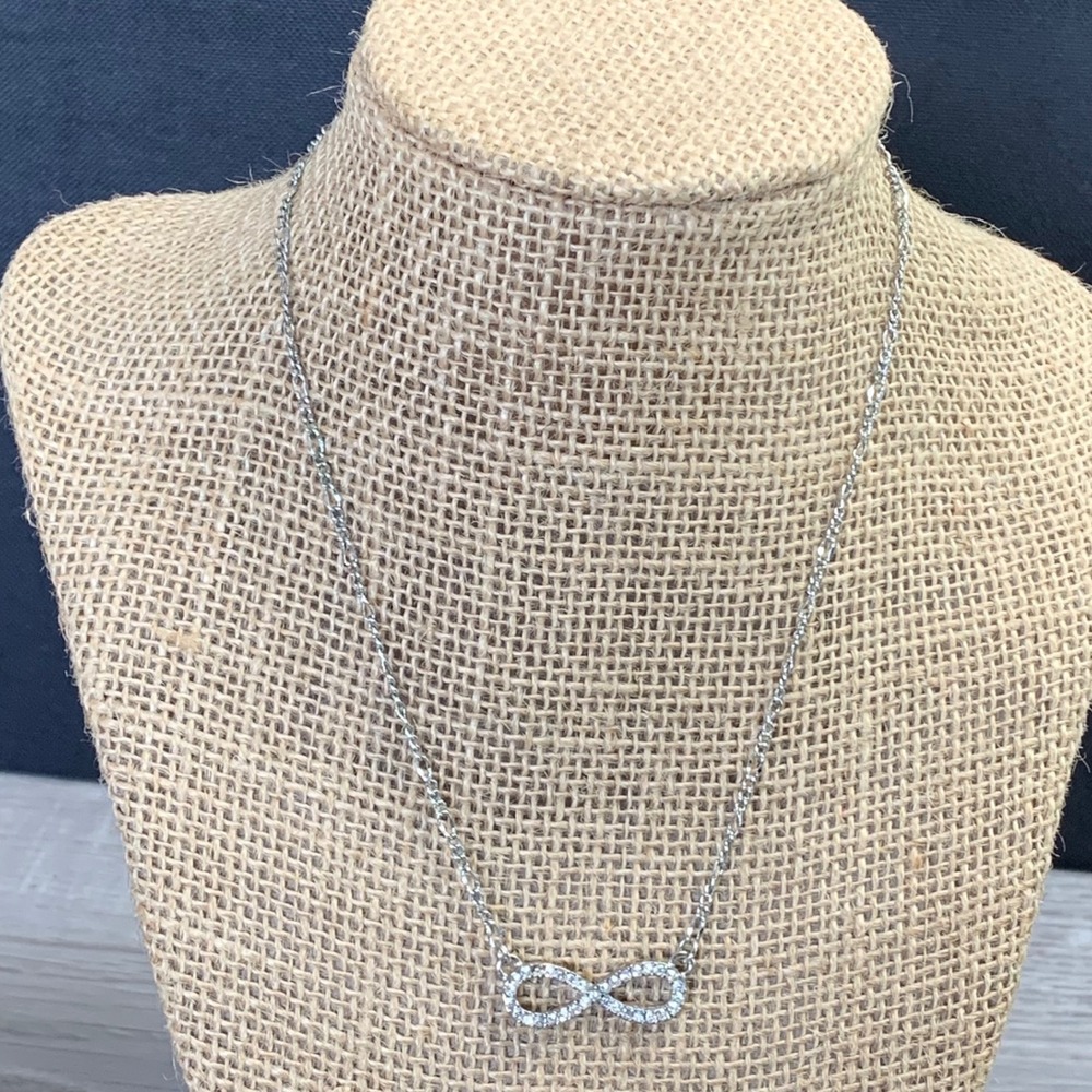 Lia Sophia Silver Tone Crystal Infinity Pendant Necklace 16-19 Inch Adjustable